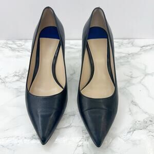 Stuart Weitzman Stuart‎ Power 50 Smooth Leather Black Kitten Low Heel Womens 8